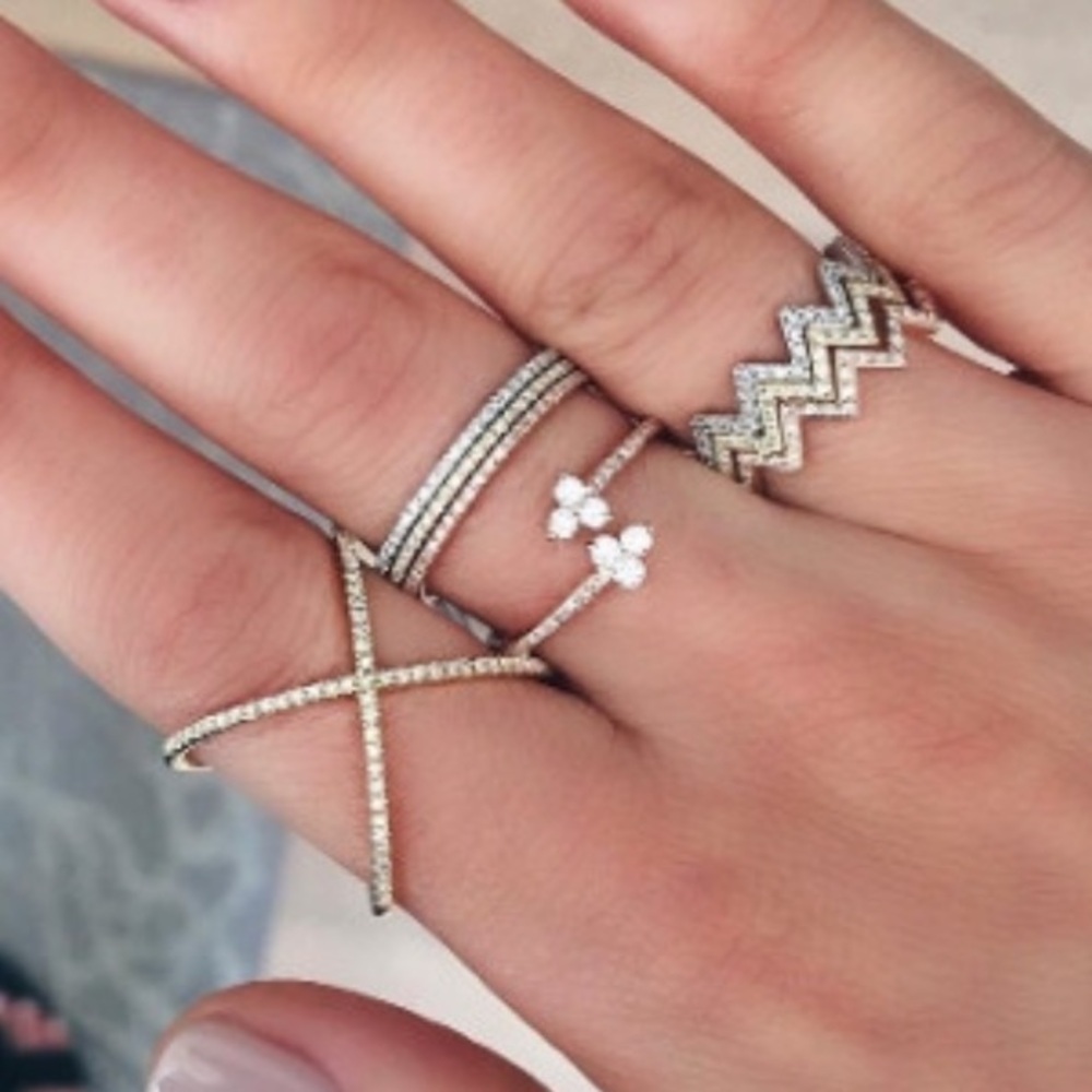 EF COLLECTION Diamond x ring white gold - Picture 4 of 4